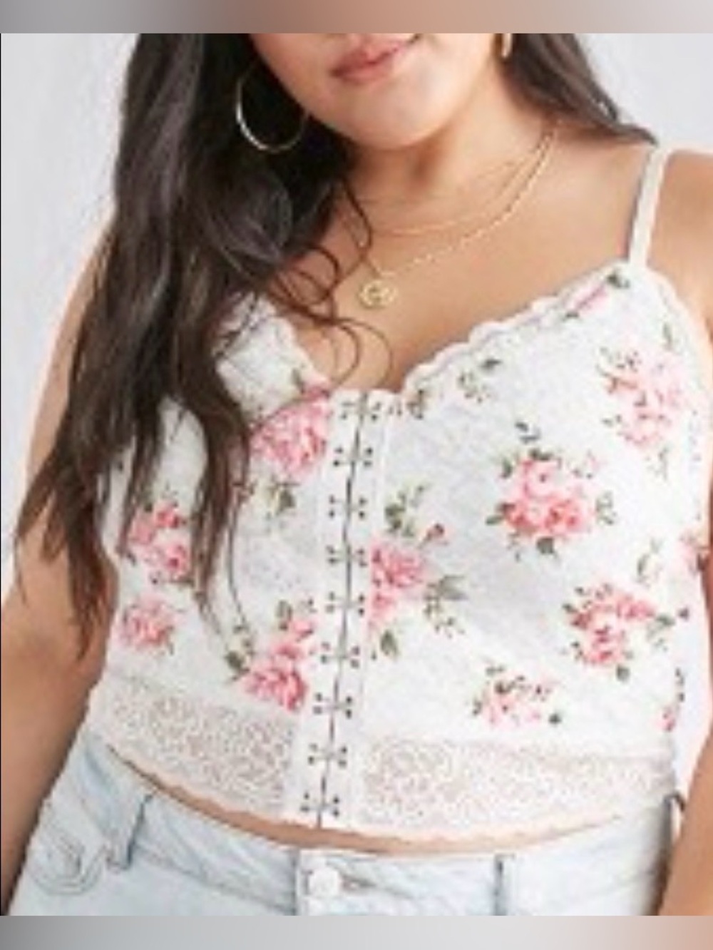 Plus size lace floral cami